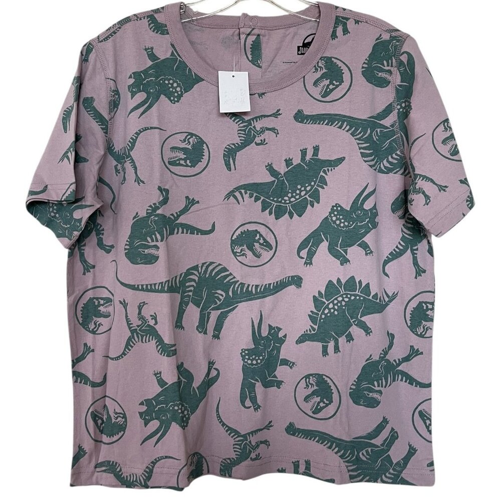 Jurassic Park T Shirt Boys Size XXL Adaptive Pink Green Dinosaurs‎ Short Sleeve